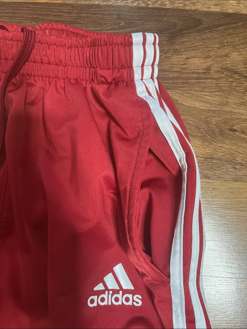 adidas Red Jogger Track Pants with White Three Stripes